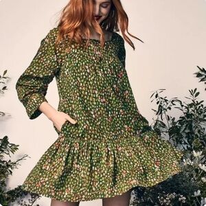 Happy X Nature 'Luna' Green Floral Printed Cotton Dress